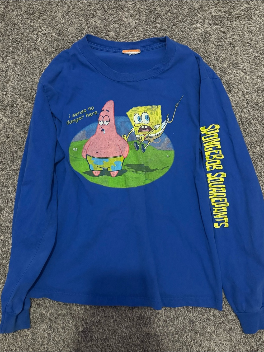 Y2k Boys SpongeBob SquarePants Royal Blue Long-Sleeve Tee with Character Graphic